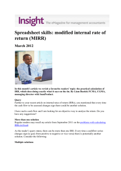 Spreadsheet skills: modified internal rate of return (MIRR) March 2012
