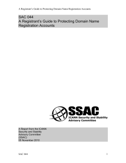 SAC 044 A Registrant’s Guide to Protecting Domain Name Registration Accounts