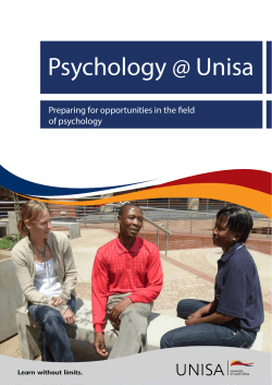 Psychology @ Unisa  Preparing for opportunities in the field of psychology