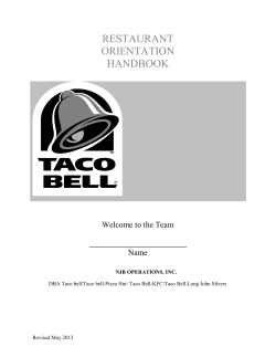 RESTAURANT ORIENTATION HANDBOOK