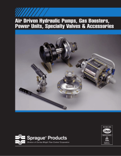 Air Driven Hydraulic Pumps, Gas Boosters, Sprague Products