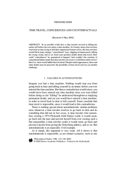 TIME TRAVEL, COINCIDENCES AND COUNTERFACTUALS (Received 3 May 2002)