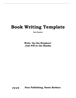 Book Writing Template Write &#34;by-the-Numbers&#34; Just Fill-in the Blanks