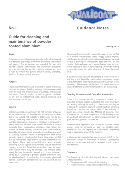 No.1 Guidance Notes Guide for cleaning and maintenance of powder