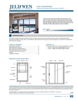 CARE &amp; MAINTENANCE Aluminum Windows &amp; Patio Doors (JCM001)