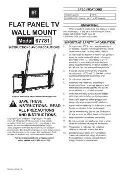FLAT PANEL TV WALL MOUNT SPECIFICATIONS UNPACKING