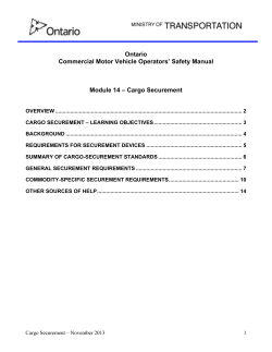 Ontario Commercial Motor Vehicle Operators’ Safety Manual  Module 14 – Cargo Securement