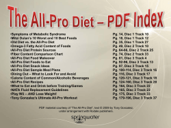 Symptoms of Metabolic Syndrome Old Diet vs. the All-Pro Diet
