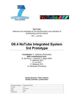 D6.4 NoTube Integrated System 3rd Prototype NoTube