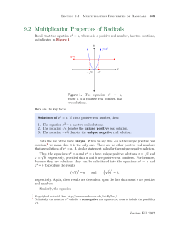 9.2 Multiplication Properties of Radicals y x