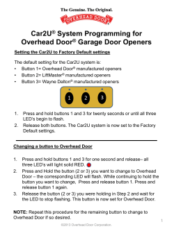 Car2U System Programming for Overhead Door Garage Door Openers