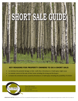 KEY REASONS FOR PROPERTY OWNERS TO DO A SHORT SALE: