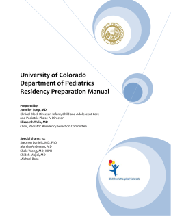 University of Colorado Department of Pediatrics Residency Preparation Manual