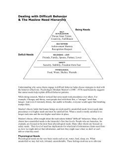 Dealing with Difficult Behavior &amp; The Maslow Need Hierarchy