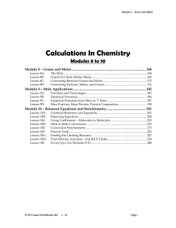 Calculations In Chemistry Modules 8 to 10