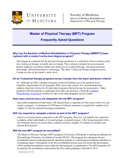 Faculty of Medicine Master of Physical Therapy (MPT) Program