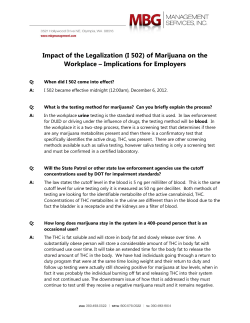 Impact of the Legalization (I 502) of Marijuana on the