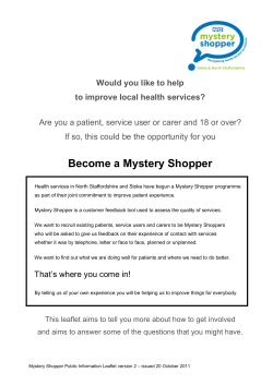 Become a Mystery Shopper Would you like to help