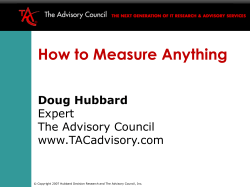 How to Measure Anything Doug Hubbard Expert The Advisory Council