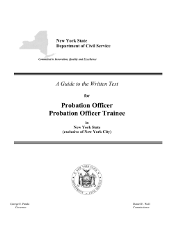 Probation Officer Probation Officer Trainee  A Guide to the Written Test