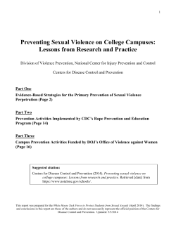 Preventing Sexual Violence on College Campuses: Lessons from Research and Practice