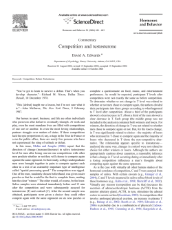 Competition and testosterone David A. Edwards Commentary ⁎