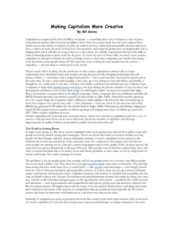 Making Capitalism More Creative  By Bill Gates