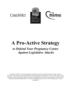 A Pro-Active Strategy to Defend Your Pregnancy Center Against Legislative Attacks