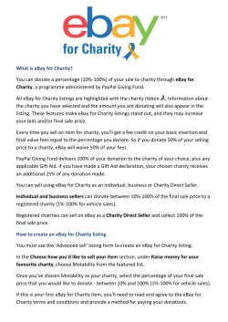 Charity What is eBay for Charity? eBay for