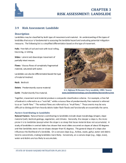 CHAPTER 3 RISK ASSESSMENT: LANDSLIDE 3.9  Risk Assessment: Landslide Description