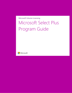 Microsoft Select Plus Program Guide  Microsoft Volume Licensing