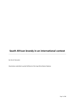 South African brandy in an international context  By Derek Ramsden
