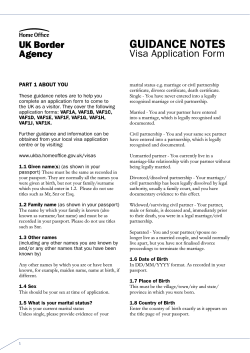 GUIDANCE NOTES Visa Application Form PART 1 ABOUT YOU