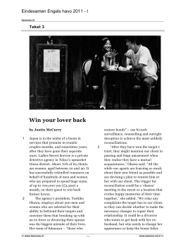 Win your lover back Eindexamen Engels havo 2011 - I Tekst 3
