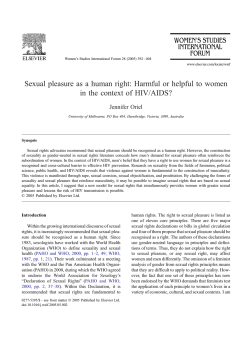 Sexual pleasure as a human right: Harmful or helpful to... in the context of HIV/AIDS? Jennifer Oriel