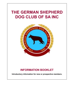 THE GERMAN SHEPHERD DOG CLUB OF SA INC INFORMATION BOOKLET