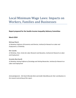 Local Minimum Wage Laws: Impacts on Workers, Families and Businesses