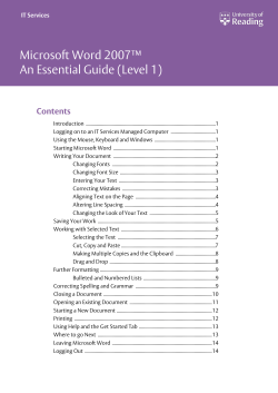 Microsoft Word 2007™ An Essential Guide (Level 1) Contents