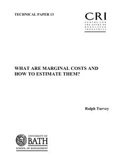 WHAT ARE MARGINAL COSTS AND HOW TO ESTIMATE THEM? Ralph Turvey