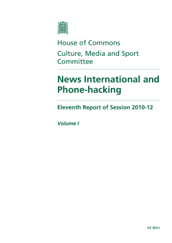 News International and Phone-hacking House of Commons Culture, Media and Sport