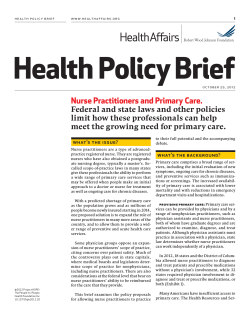 Health Policy Brief Nurse Practitioners and Primary Care.