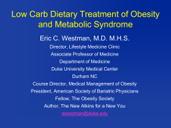 Low Carb Dietary Treatment of Obesity and Metabolic Syndrome