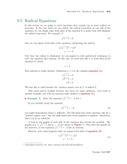 9.5 Radical Equations