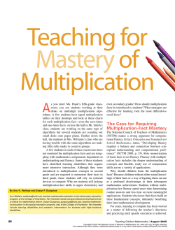 Teaching for of Multiplication Mastery