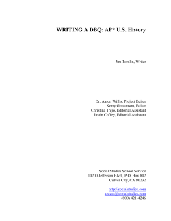 WRITING A DBQ: AP* U.S. History