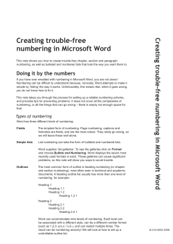 Creating trouble-free numbering in Microsoft Word Creating trouble-free numbering in Microsoft W