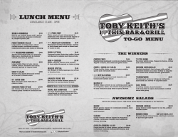 LUNCH MENU TO-GO MENU AVAILABLE 11AM - 3PM
