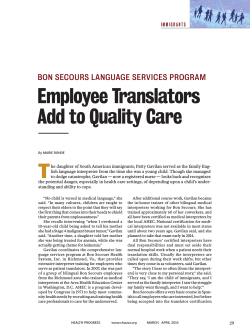 Employee Translators Add to Quality Care T BON SECOURS LANGUAGE SERVICES PROGRAM