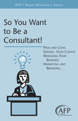 So You Want to Be a Consultant! P