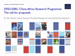 DFID-ESRC China-Africa Research Programme The call for proposals